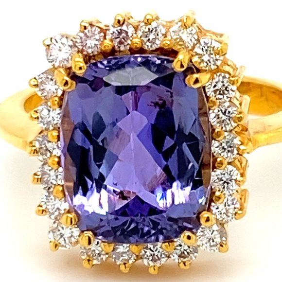 Certified Tanzanite 5.85ct Diamonds 22K Gold Ring - Picture 7 of 8